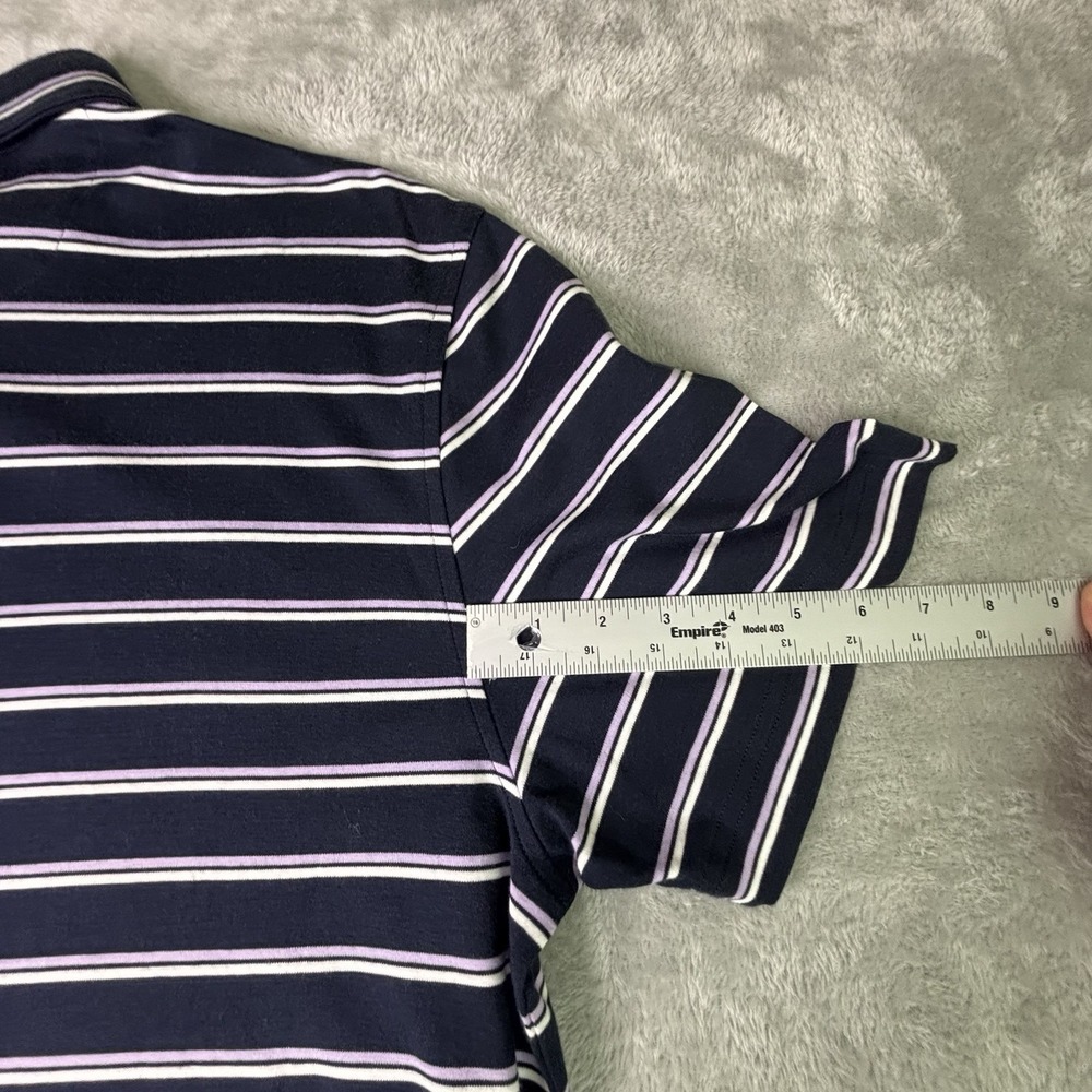 Brooks Brothers Mens‎ Large Slim Fit Performance Polo Navy Striped Supima Cotton - Picture 8 of 9